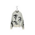 画像1: BAL/JACQUARD COTTON CREWNECK SWEATER WHITE (1)