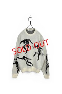 BAL/JACQUARD COTTON CREWNECK SWEATER WHITE