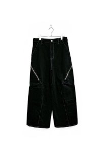 JieDa/DRAPING OVER DENIM PANTS BLACK