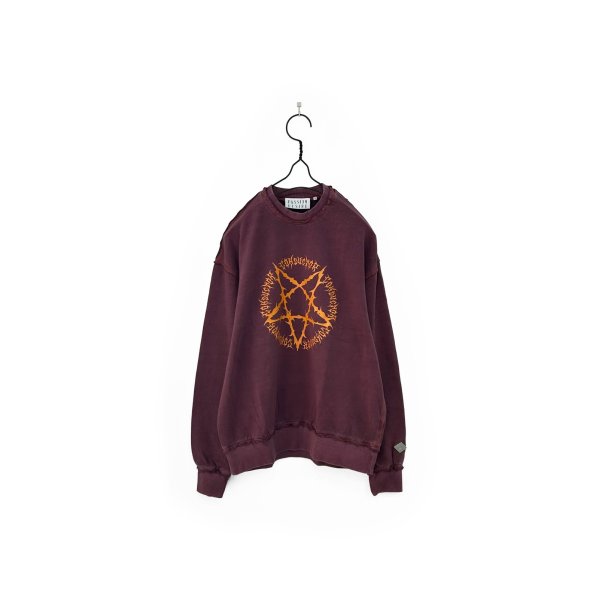 画像1: el conductorH/PIGMENT DYE COTTON CREWNECK SWEATER 'PENTAGRAM MAROON