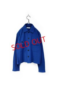 Diaspora Skateboards/COTTON KNIT POLO COLLAR CARDIGAN BLUE