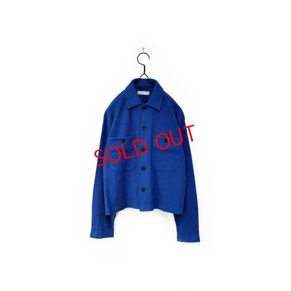 画像1: Diaspora Skateboards/COTTON KNIT POLO COLLAR CARDIGAN BLUE