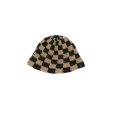 画像1: BAL/CHECKERED HAND KNIT BUCKET HAT BROWN (1)