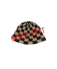 BAL/CHECKERED HAND KNIT BUCKET HAT BROWN