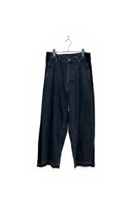 elephant TRIBAL fabrics/SIDE CONTRAST DENIM PANTS BLACK