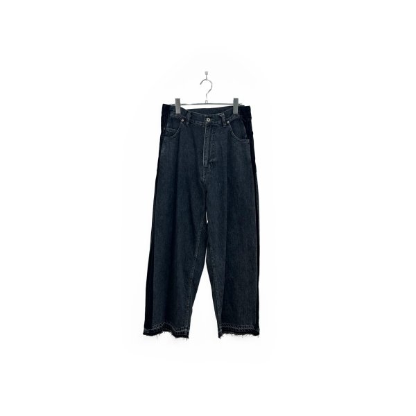 画像1: elephant TRIBAL fabrics/SIDE CONTRAST DENIM PANTS BLACK