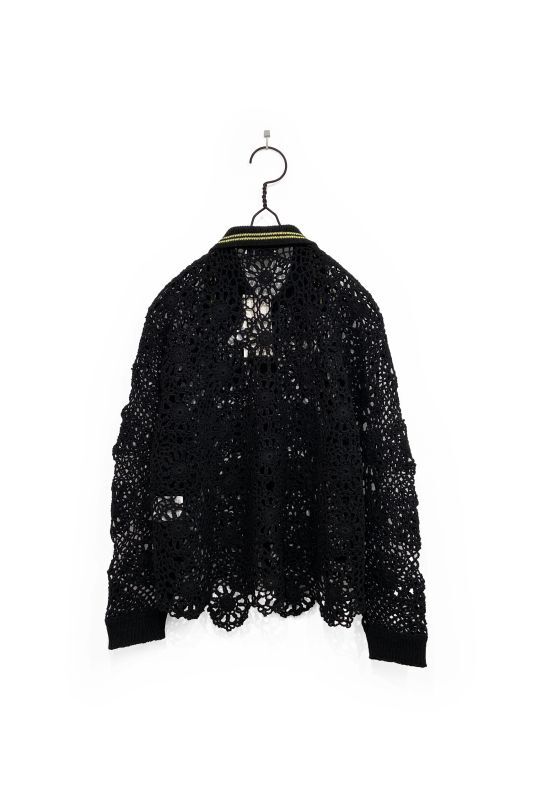 ジエダ FLOWER HAND KNITTING CARDIGAN ブラック-