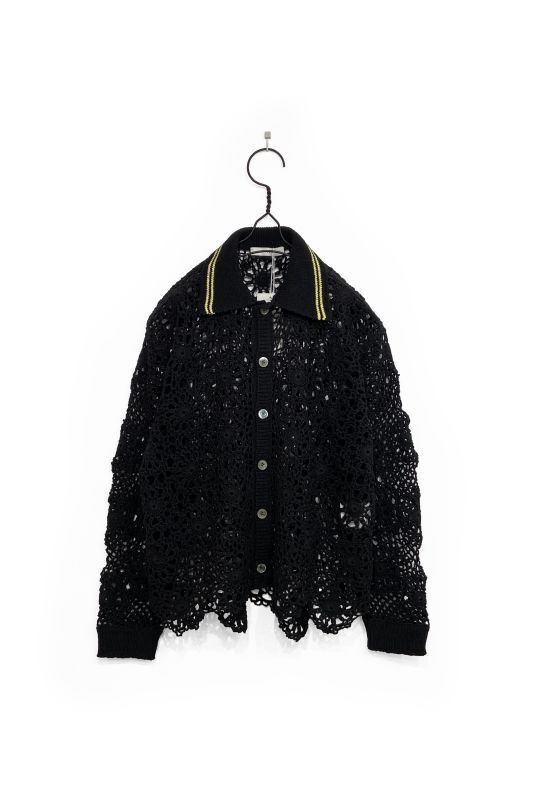 JieDa/FLOWER HAND KNITTING CARDIGAN BLACK