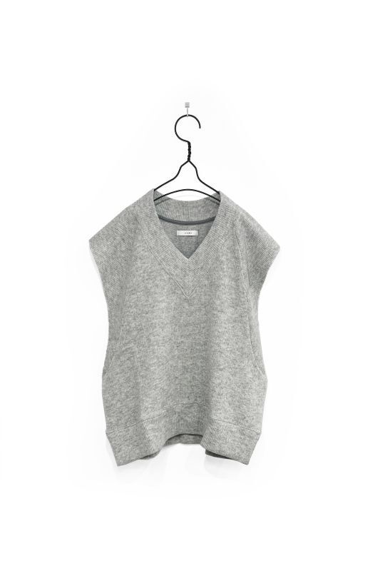 JieDa/OVER V NECK VEST GRAY - &Chill